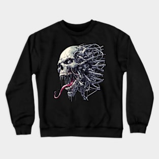 Creepy cyborg skull cyber punk art Crewneck Sweatshirt